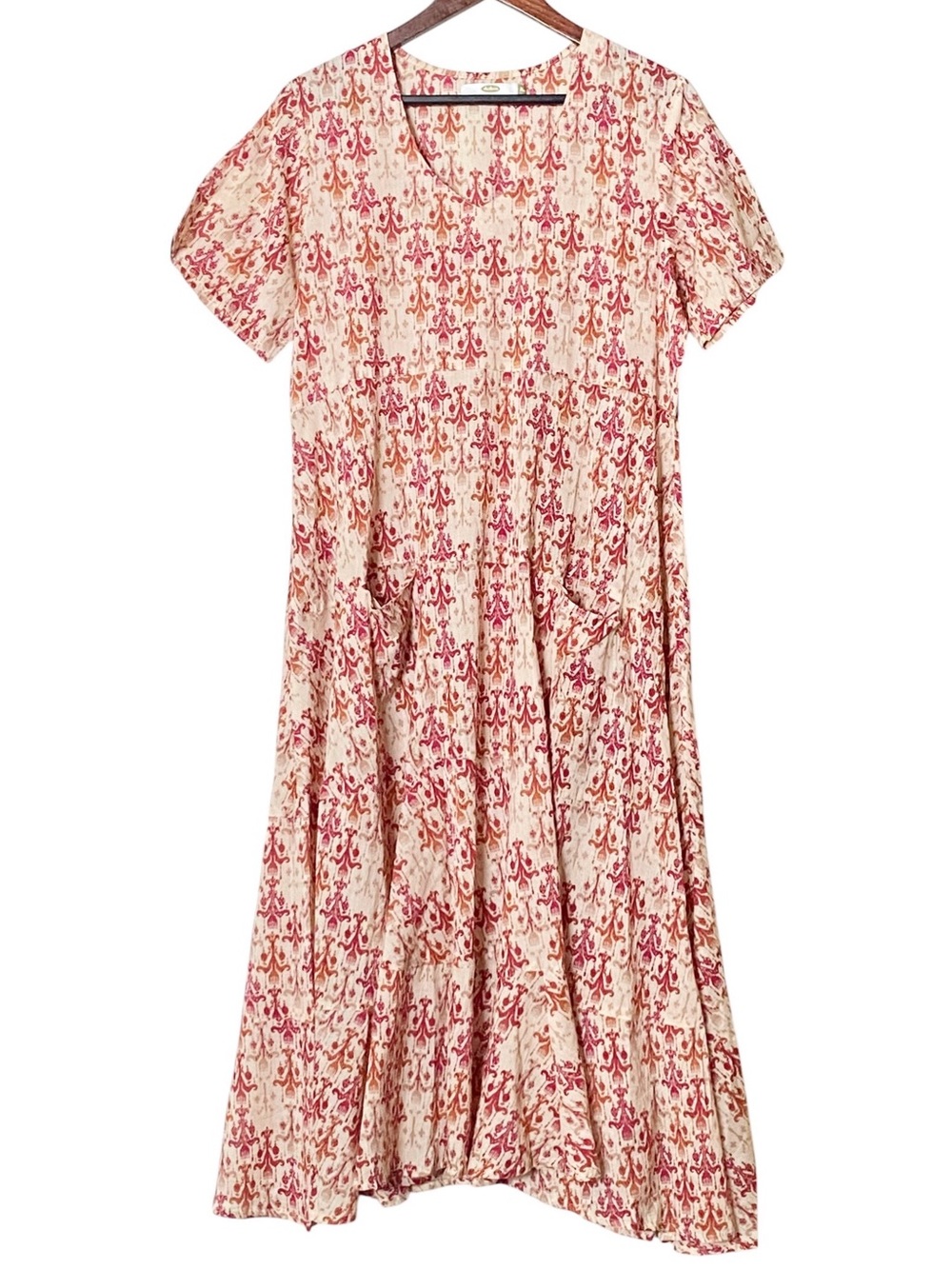 Dolma Alia 100% Cotton Indian Block Print Boho Maxi Dress Pockets XL
